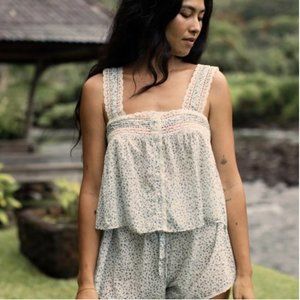 Doen Sonora tank top in baby blue floral NWT XS